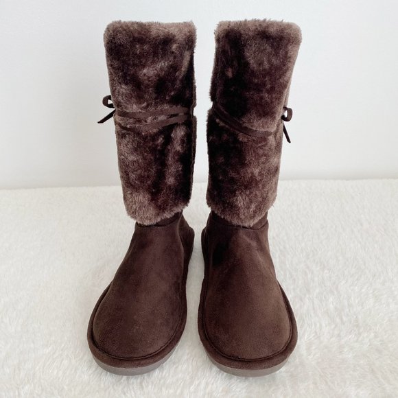 Michael Kors NWOT Women's Faux Fur Mid Calf Suede Boot, Side Zip, Brown, Size 5 - Picture 2 of 9